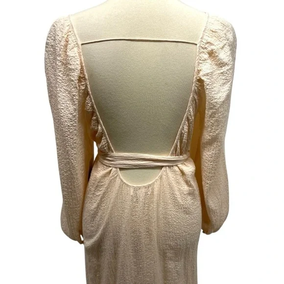 Reformation NWT Milana Blush Crepe Cotton Scoop Neck Long Sleeve Maxi Dress 8 - Picture 12 of 16